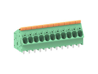 2213910011 - 7.50mm Pitch Lever Activated Fixed Mount PCB Terminal Block, 35° Wire Entry, Bussed Terminals, 11 Circuits