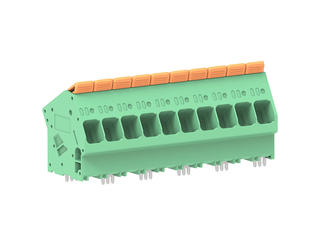 2249310010 - 10.00mm Pitch Lever Activated Fixed Mount PCB Terminal Block, 35° Wire Entry, Left Rear Terminal, 10 Circuits