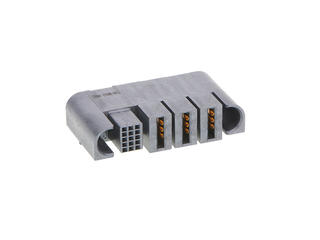 1710908413 - EXTreme Ten60Power Right-Angle Receptacle with Guides, 3 Split Power Circuits, 15 Signal Circuits, Press Fit Tail