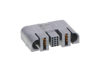 1710908421 - EXTreme Ten60Power Right-Angle Receptacle with Guides, 1 Split Power Circuit, 15 Signal Circuits, 1 Split Power Circuit, Press Fit Tail