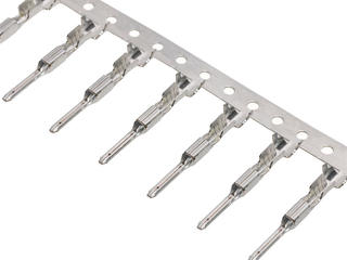 194170028 - MX150L Male Terminal for 22-18 AWG Wire, Length 26.16mm, Tin Plated, Metal Strip Carrier