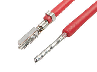 2157112124 - Pre-Crimped Lead Clik-Mate Male-to-Pigtail, Tin (Sn) Plating, 300.00mm Length, 24 AWG, Red