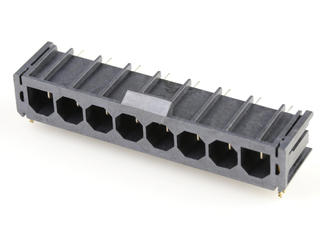 1720430802 - Super Sabre Right-Angle Header, 8 Circuit, Short Solder Tail with Board Lock, Complies with UL1977 Finger Proof Standards, Glow-Wire Capable