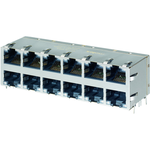 Molex-0857281004 Connector Telephone and Telecom Conn RJ-45 F 96 POS 2.54mm Solder RA Thru-Hole 168 Terminal 12 Port Cat 5e Tray