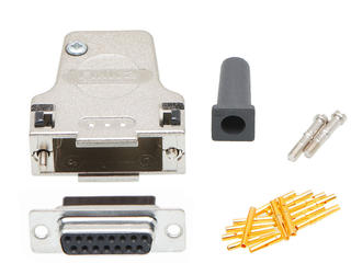 1731140968 - FCT Backshell Connector Kit, Metal Backshell, Female Standard Density D-Sub Connector, Machined Crimp Signal Contacts, 15 Circuits, 45° Angle Cable Outlet 1731140968 - FCT Backshell Connector Kit, Metal Backshell, Female Standard Density D-Sub Connector, Machined Crimp Signal Contacts, 15 Circuits, 45° Angle Cable Outlet