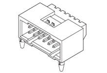 741640036 - 2.54mm Pitch C-Grid Receptacle, Right-Angle, Through Hole, Dual Row, Shrouded with Pegs, Version A, High-Temperature, 36 Circuits, 0.40µm Gold (Au)