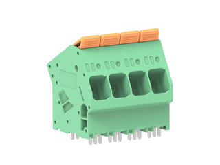 2249300004 - 10.00mm Pitch Lever Activated Fixed Mount PCB Terminal Block, 35° Wire Entry, Bussed Terminals, 4 Circuits