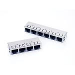 Stewart Connector-SS-748804SC5-BB-PG4-BZ Connector Telephone and Telecom Conn Telephone/Telecom F 32 POS 1.27mm Solder RA Thru-Hole 32 Terminal 4 Port Cat 5e