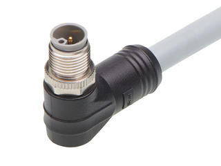 1205000325 - Micro-Change (M12) Single-Ended Cordset, 5 Poles, L-Coded, Male (90°) to Pigtail,16 AWG, Gray TPU WSOR Cable, 10.0m (32.81') Length