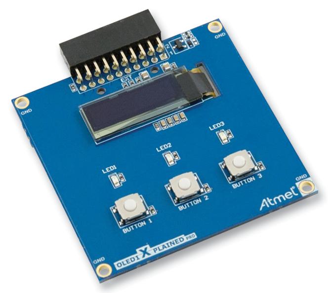 Expansion Board, OLED1 Xplained Pro, OLED Display 128x32 (SPI), Auto-ID for Board Identification