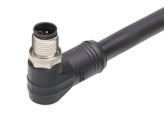 1205000351 - Micro-Change (M12) Single-Ended Cordset, 4 Poles, L-Coded, Male (90°) to Pigtail, 16 AWG, Black TPU WSOR Cable, 3.0m (9.84') Length