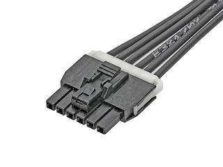 1451300610 - Nano-Fit-to-Nano-Fit Off-the-Shelf (OTS) Cable Assembly, Single Row, Matte Tin (Sn) Plating, 1.0m Length, 6 Circuits, Black