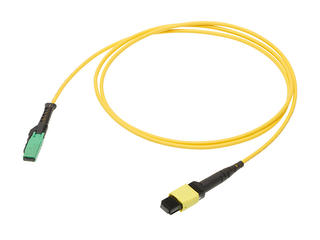 1062920403 - MMC Female-to-MPO Female Fiber Optic Patch Cord, Singlemode, 16 Fiber BIF Plenum Cable, 3.0m Length, Yellow Cable