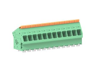 2249300012 - 10.00mm Pitch Lever Activated Fixed Mount PCB Terminal Block, 35° Wire Entry, Bussed Terminals, 12 Circuits