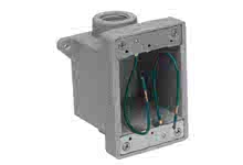 1301280117 - Woodhead FD Yellow Glass-Filled Polyester Box, Corrosion -resistant, (2)  19.05mm (.750") Threaded Knock-out Openings, GFCI 20A/125V, with Watertite Silicone Coverplate