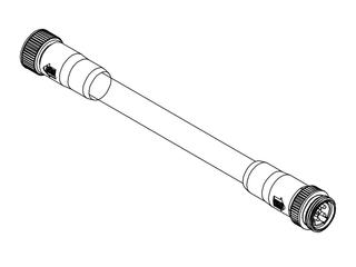 1300620283 - BradPower A-Size (7/8"–M22) Double-Ended Cordset, 4 Poles, Tri-Key, Male (Straight) to Female (Straight), 14 AWG, Black TPE Cable, 8.0m (26.25') Length