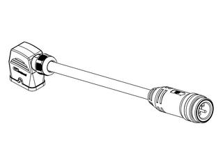 1302490126 - BradPower D-Size (1 3/8"–M35) 4-Pole Straight Male to GWConnect Heavy Duty Connector S-QD 4/2 90° Female, 10 AWG, Black TPE Cable, 25.0m (82.02') Length
