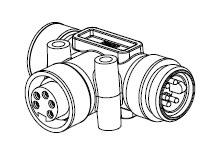 1201010001 - PROFIBUS Data Line Mini-Change Tee, 5 Poles, Female/Male with Female Drop