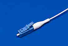 1060243100 - LC Connector, Multimode, 126µm Ceramic Ferrule, 2.00mm Simplex Cable, 1.60mm Zipcord, Beige Housing, White Straight Boot