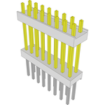 Samtec-HW-08-12-F-D-600-330 Connector Headers and PCB Receptacles Conn Board Stacker HDR 16 POS 2.54mm Solder ST Top Entry Thru-Hole Bulk