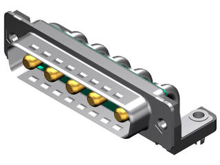 1731071079 - FCT Mixed Layout D-Sub Connector, Male, Right-Angle, PCB Through Hole, Gold Plating, Tin-plated Shell with Dimples, 14.60mm Riveted Plastic Bracket and #4-40 Clinch Nut, Grounding Bracket, 5 Circuits Loaded (High Power), Green Insulator 1731071079 - FCT Mixed Layout D-Sub Connector, Male, Right-Angle, PCB Through Hole, Gold Plating, Tin-plated Shell with Dimples, 14.60mm Riveted Plastic Bracket and #4-40 Clinch Nut, Grounding Bracket, 5 Circuits Loaded (High Power), Green Insulator