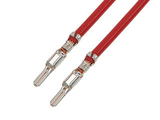 2175222123 - Pre-Crimped Lead Mizu-P25 Male-to-Mizu-P25 Male, Tin (Sn) Plating, 225.00mm Length, 22 AWG, Red