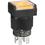 NKK Switches-YB15WRKG01-6B-JB Switch Push Button Switch Push Button ON (ON) SPDT Rectangular Button 0.1A 28VAC 28VDC 0.4VA Momentary Panel Mount Quick Connect/Solder Lug