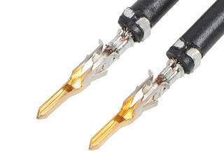 2153421223 - Pre-Crimped Lead Mini-Fit Jr. Male-to-Mini-Fit Jr. Male, Gold (Au) Plating, 225.00mm Length, 16 AWG, Black