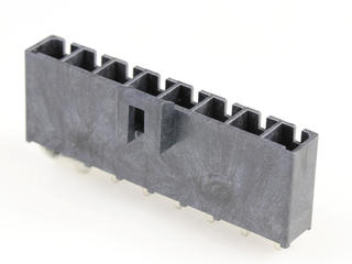 2002411118 - Mega-Fit Vertical Header, Single Row, 5.70mm Pitch, 8 Circuits, 1.52µm Matte Tin Plating, UL 94V-0, Glow-Wire Capable, Tray, Black