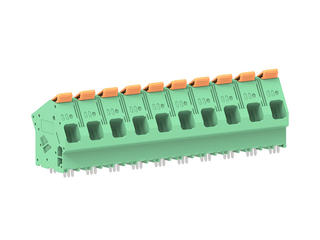 2249330010 - 15.00mm Pitch Lever Activated Fixed Mount PCB Terminal Block, 35° Wire Entry, Bussed Terminals, 10 Circuits