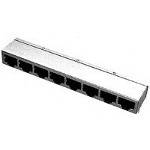 TE Connectivity-557566-1 Connector Telephone and Telecom Conn RJ-45 F 64 POS 2.54mm Solder RA Thru-Hole 64 Terminal 8 Port Cat 4 Box/Tray