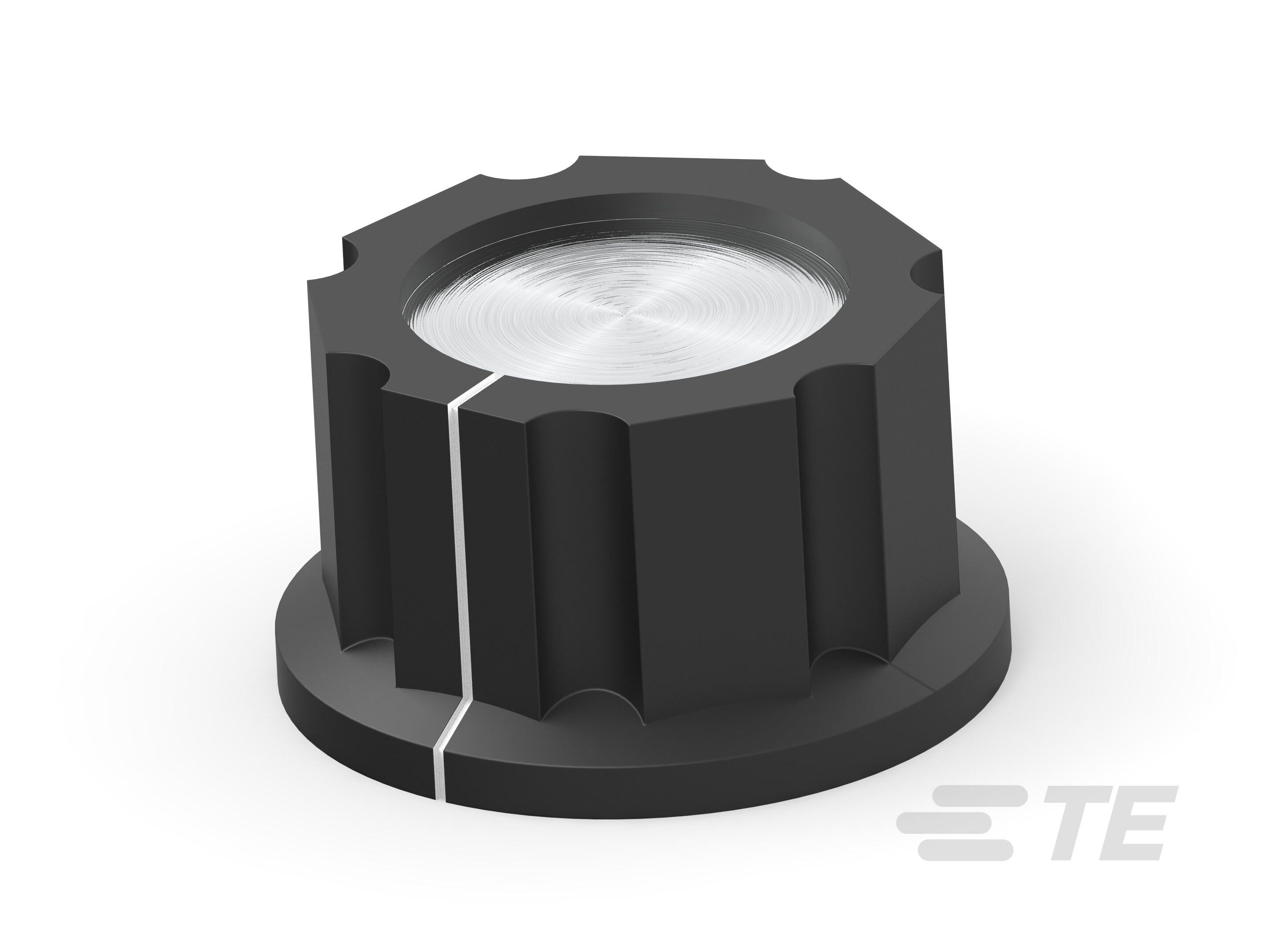 PKES90B1/4=KNOB PLSTC FLUTED W-5-1437624-3