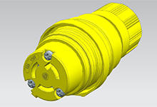 1301460221 - Watertite Extreme Connector for Male Receptacle with Locking Blade, 2 Pole/3 Wire, NEMA L5-15, 125V, F2, Petrochemical Grade