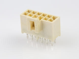 1053104612 - Nano-Fit Vertical Header, Through Hole, 2.50mm Pitch, Dual Row, 12 Circuits, with Kinked Pins, 0.76µm Gold (Au) Plating, Natural, Glow-Wire  Capable, Tape and Reel