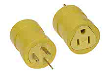 1301510012 - Super-Safeway Adapter NEMA 5-15 Receptacle - Female End 15A/125V, Non-NEMA Plug - Male End, 15A/125V