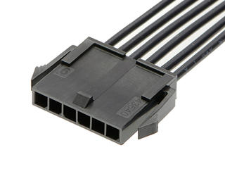 2147521063 - Micro-Fit 3.0 Male-to-Micro-Fit 3.0 Male Off-the-Shelf (OTS) Cable Assembly, Single Row, 600.00mm Length, Tin (Sn) Plating, 6 Circuits, Black