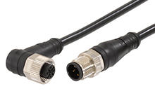 1200698685 - Micro-Change (M12) Double-Ended Cordset with Knurled Hexnut, 3 Poles, Female (90°) to Male (Straight), 22 AWG, Shielded WSOR Cable, 2.0m (6.56') Length 1200698685 - Micro-Change (M12) Double-Ended Cordset with Knurled Hexnut, 3 Poles, Female (90°) to Male (Straight), 22 AWG, Shielded WSOR Cable, 2.0m (6.56') Length