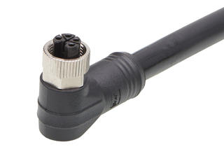 1205000240 - Micro-Change (M12) Single-Ended Cordset, 4 Poles, L-Coded, Female (90°) to Pigtail, 14 AWG, Black TPU WSOR Cable, 15.0m (49.21') Length