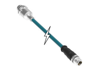 1203410887 - Micro-Change (M12) CAT6A Double-Ended Cordset, 8 Poles, X-Coded, Female (Straight) to Male (Straight), 26 AWG, Green Teal Shielded TPE Cable, 2.0m (6.56') Length