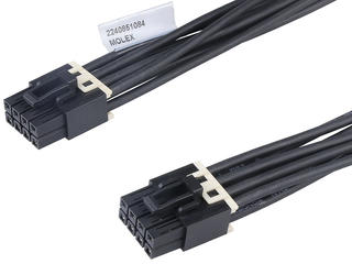 2240851084 - Mini-Fit Max-to-Mini-Fit Max Off-the-Shelf (OTS) Cable Assembly, Dual Row, Tin (Sn) Plating, 8 Circuits, 600.00mm Length, Black