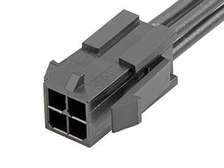 2147582041 - Micro-Fit 3.0 Male-to-Pigtail Off-the-Shelf (OTS) Cable Assembly, Dual Row, 150.00mm Length, Gold (Au) Plating, 4 Circuits, Black