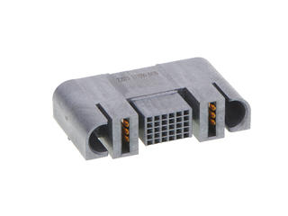 1710908426 - EXTreme Ten60Power Right-Angle Receptacle with Guides, 1 Split Power Circuit, 30 Signal Circuits, 1 Split Power Circuit, Press Fit Tail