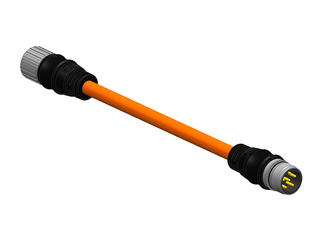 1204800621 - Brad M23 Power Double-Ended Cordset, 6 Poles, Male (Straight) to Female (Straight), 16 AWG, Orange Shielded TPU WSOR Cable, 2.0m (6.56') Length