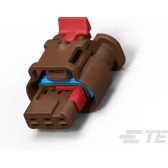 TE Connectivity-4-2098541-1 Connector Discrete Wire Housing Conn Housing F 3 POS 4mm Crimp ST Cable Mount Brown