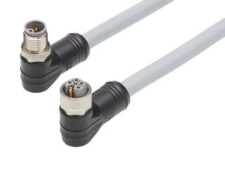 1205010229 - Micro-Change (M12) Double-Ended Cordset, 5 Poles, L-Coded, Female (90°) to Male (90°), 16 AWG, Gray TPU WSOR Cable, 10.0m (32.81') Length