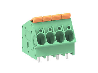 2213910004 - 7.50mm Pitch Lever Activated Fixed Mount PCB Terminal Block, 35° Wire Entry, Bussed Terminals, 4 Circuits