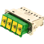 Molex-1061230650 Connector Fiber Optics LC Adapter, Quad, EMI ,Metal Body, Screw Mount Style, Duplex SC Footprint, Shutter One Side, Green
