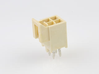 1053102304 - Nano-Fit Vertical Header, Through Hole, 2.50mm Pitch, Dual Row, 4 Circuits, with Kinked Pins, 0.76µm Gold (Au) Plating, Natural, Glow-Wire  Capable, Tray