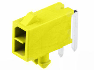 2125280240 - Micro-Fit+ Versa Color Right-Angle Header, Through Hole, 3.00mm Pitch, Dual Row, 2 Circuits, Matte Tin (Sn) Plating, Glow-Wire Capable, Yellow