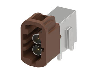 2082460205 - High-Speed FAKRA Mini (HFM) Dual-Stack Header, 2x1, Right-Angle, Through Hole, Key F, Brown, 50 Ohms